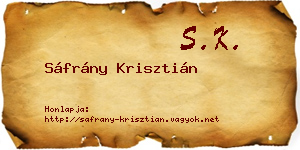 Sáfrány Krisztián névjegykártya
