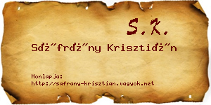 Sáfrány Krisztián névjegykártya